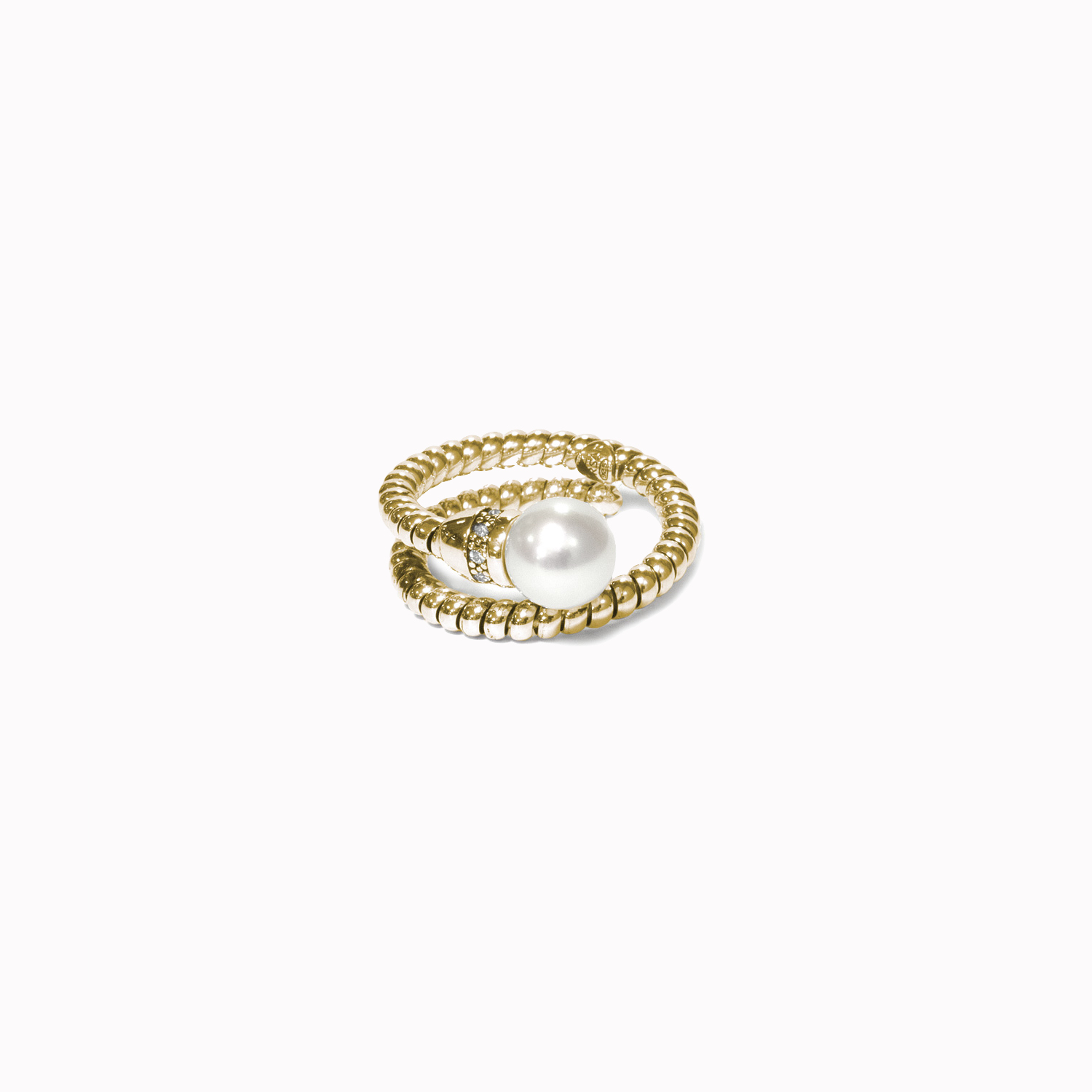 YELLOW GOLD PLATED SILVER RING WITH PEARL