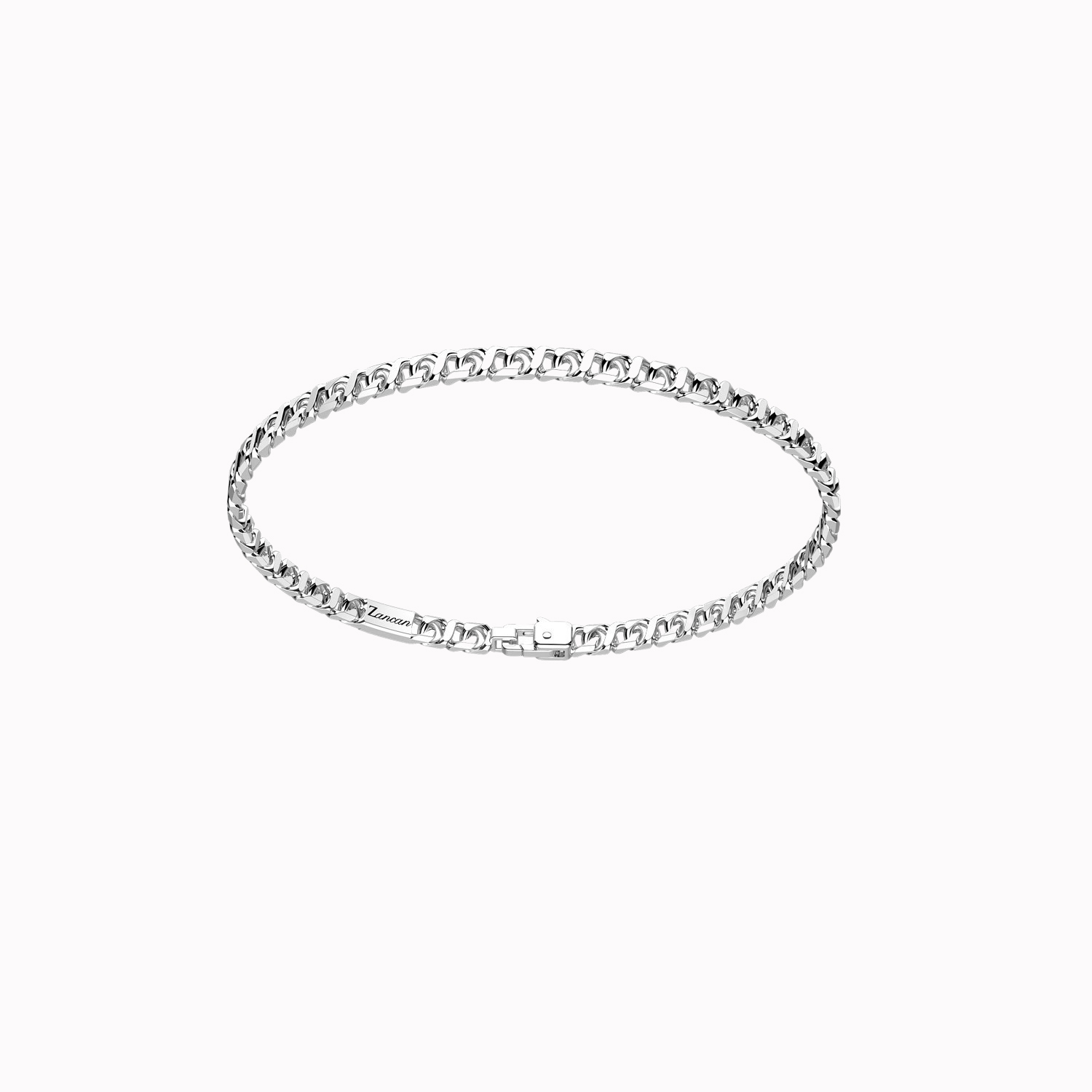 Curb chain Zancan bracelet in sterling silver with stones.